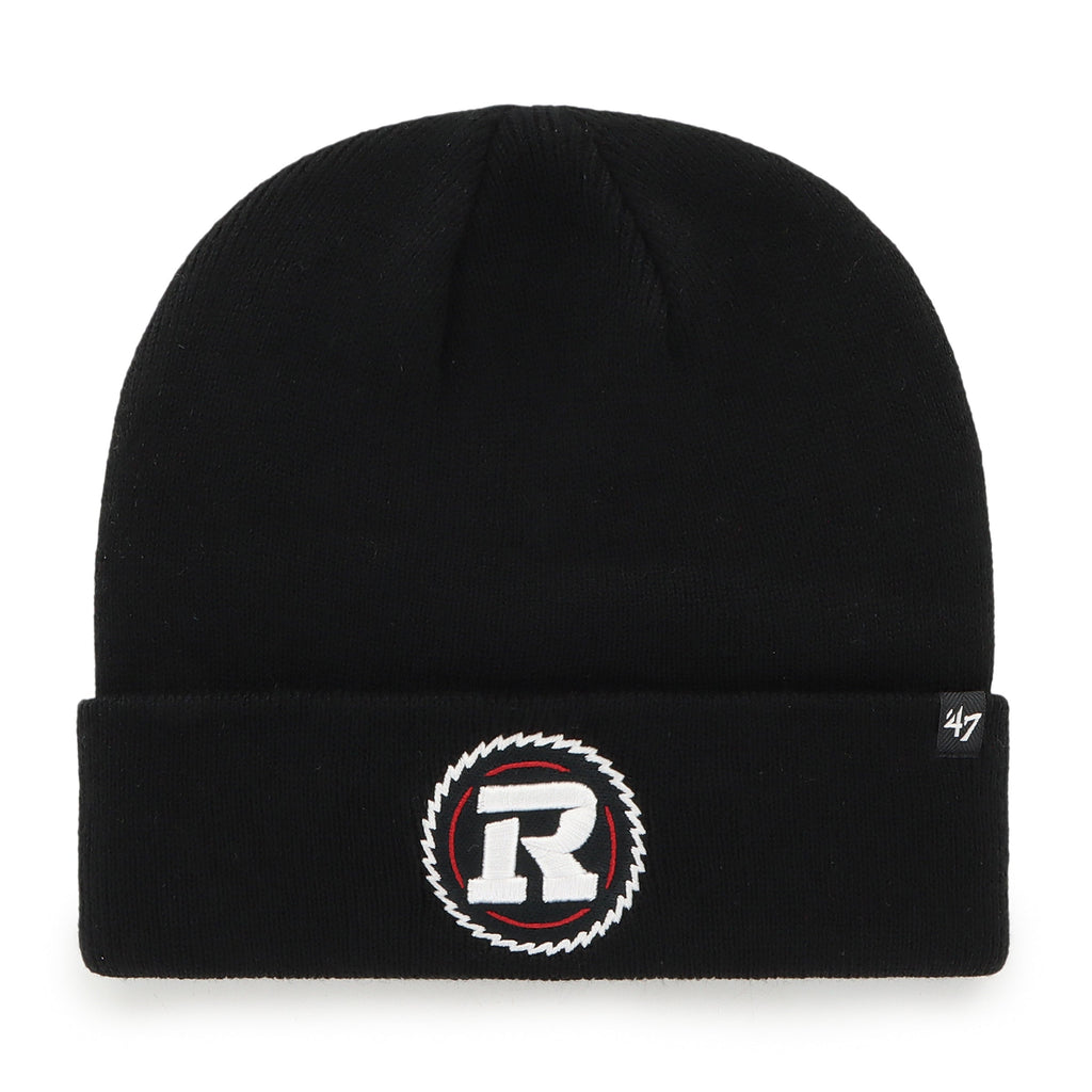 Ottawa RedBlacks CFL 47 Brand Men Black Raised Cuff Knit Hat product image 1, provided for visual reference and product