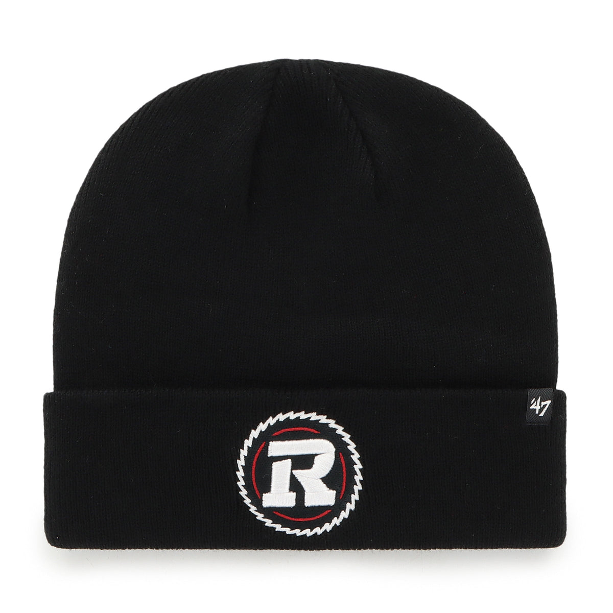 Ottawa RedBlacks CFL 47 Brand Men Black Raised Cuff Knit Hat product image 1, provided for visual reference and product