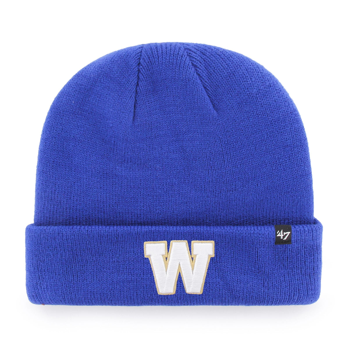 Winnipeg Blue Bombers CFL 47 Brand Men Royal Raised Cuff Knit Hat product image 1, provided for visual reference and product