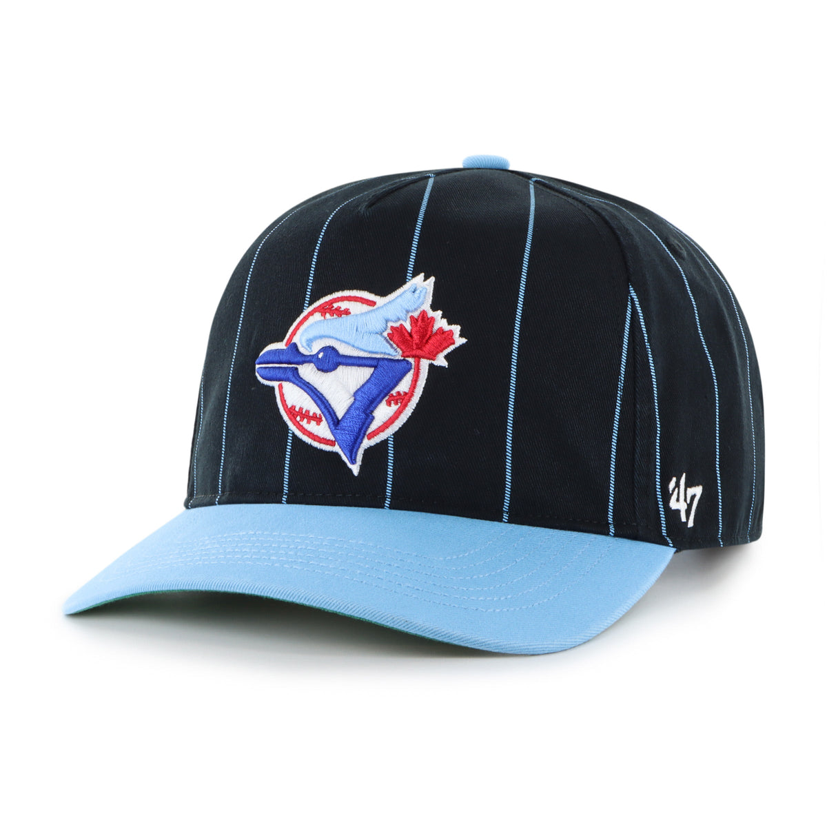 Toronto Blue Jays MLB 47 Brand Men Navy / Light Blue Cooperstown Pinstripe Hitch Adjustable Hat product image 2, provided