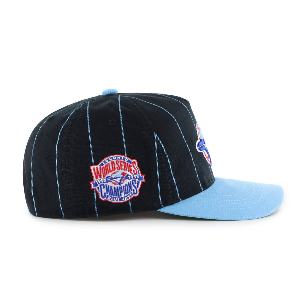 Toronto Blue Jays MLB 47 Brand Men Navy / Light Blue Cooperstown Pinstripe Hitch Adjustable Hat product image 4, provided