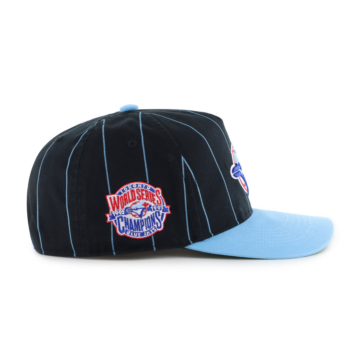 Toronto Blue Jays MLB 47 Brand Men Navy / Light Blue Cooperstown Pinstripe Hitch Adjustable Hat product image 4, provided