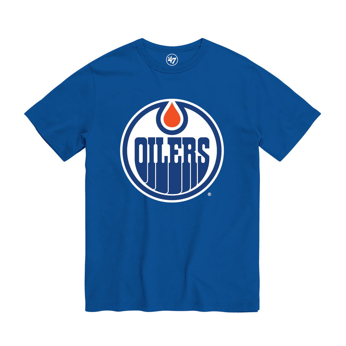 Edmonton Oilers NHL 47 Brand Youth Royal Fan T-Shirt product image 1, provided for visual reference and product detail review