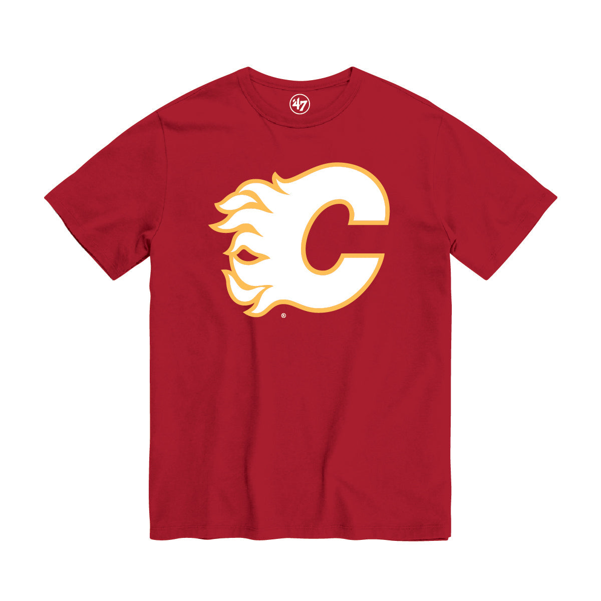 Calgary Flames NHL 47 Brand Youth Red Fan T-Shirt product image 1, provided for visual reference and product detail review