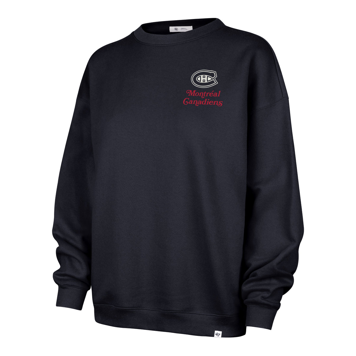 Montreal Canadiens NHL 47 Brand Women Black Shout It Out Oversized Crew Sweater product image 1, provided for visual
