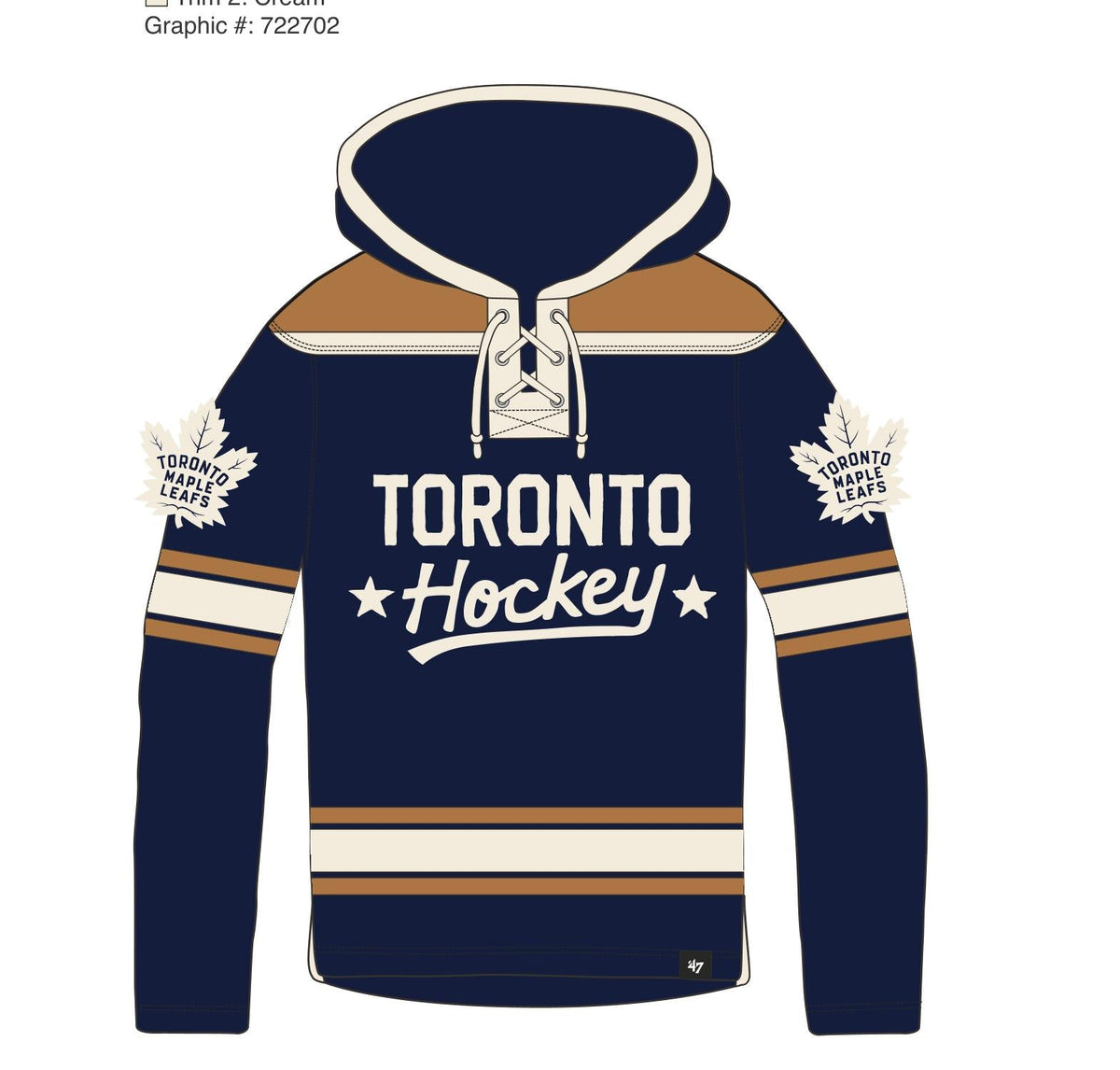 Toronto Maple Leafs NHL 47 Brand Men Navy Superior Heavyweight Lacer Hoodie product image 1, provided for visual reference