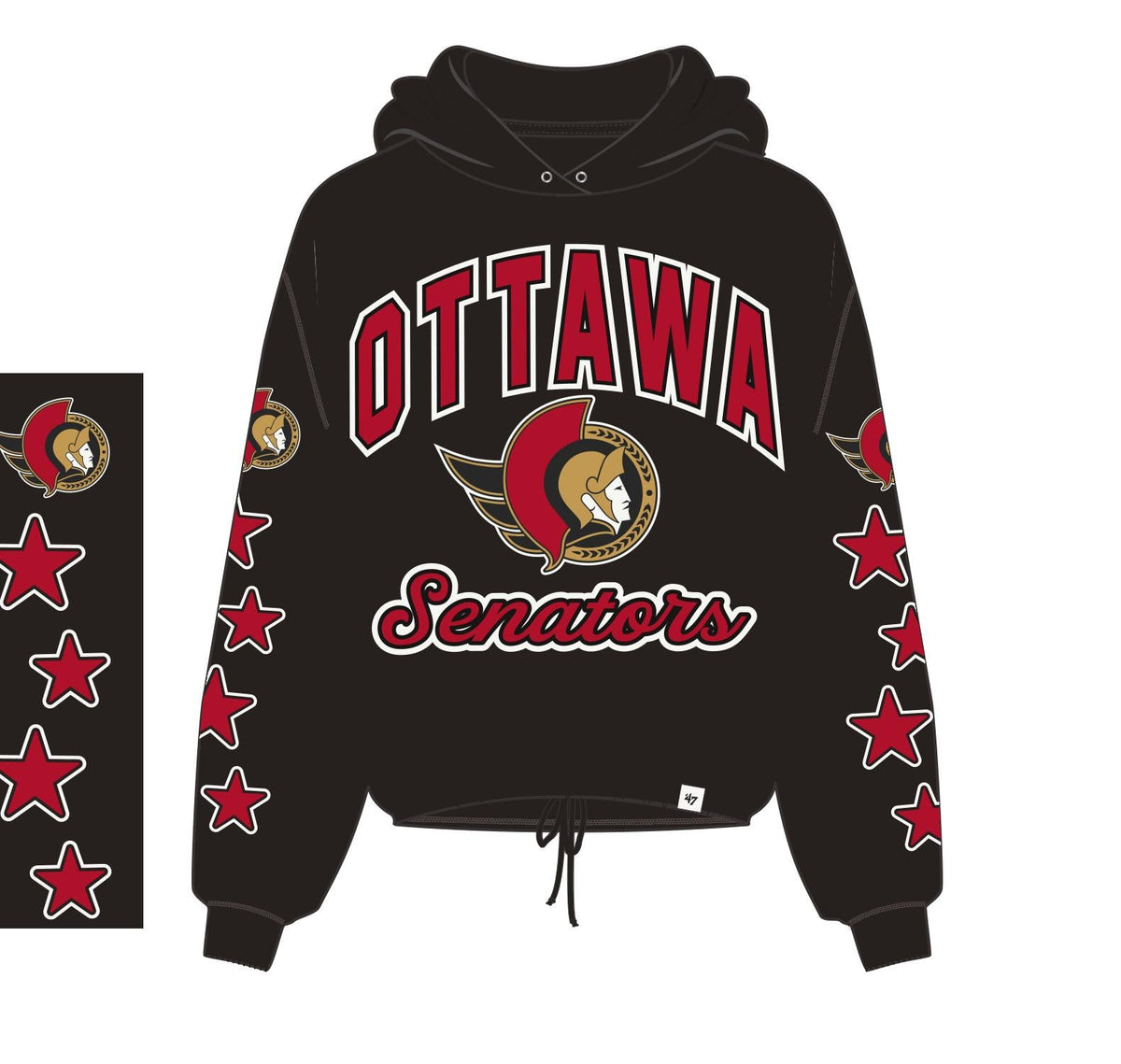 Ottawa Senators NHL 47 Brand Women Black Starry Eyed Venice Hoodie product image 1, provided for visual reference and