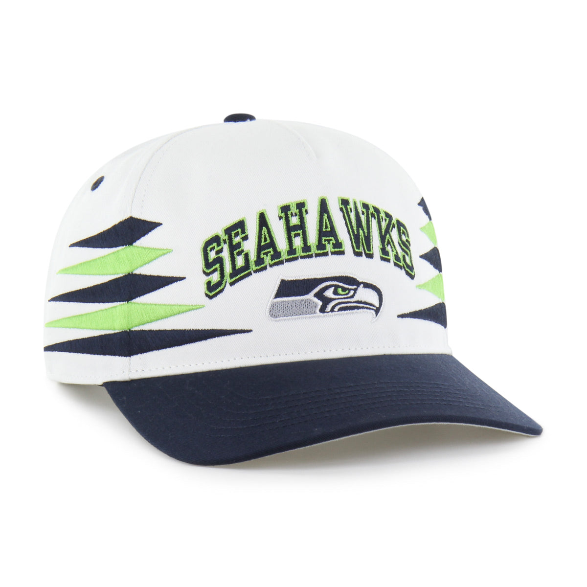 Seattle Seahawks NFL 47 Brand Men White Diamond Hitch Snapback Hat product image 1, provided for visual reference and