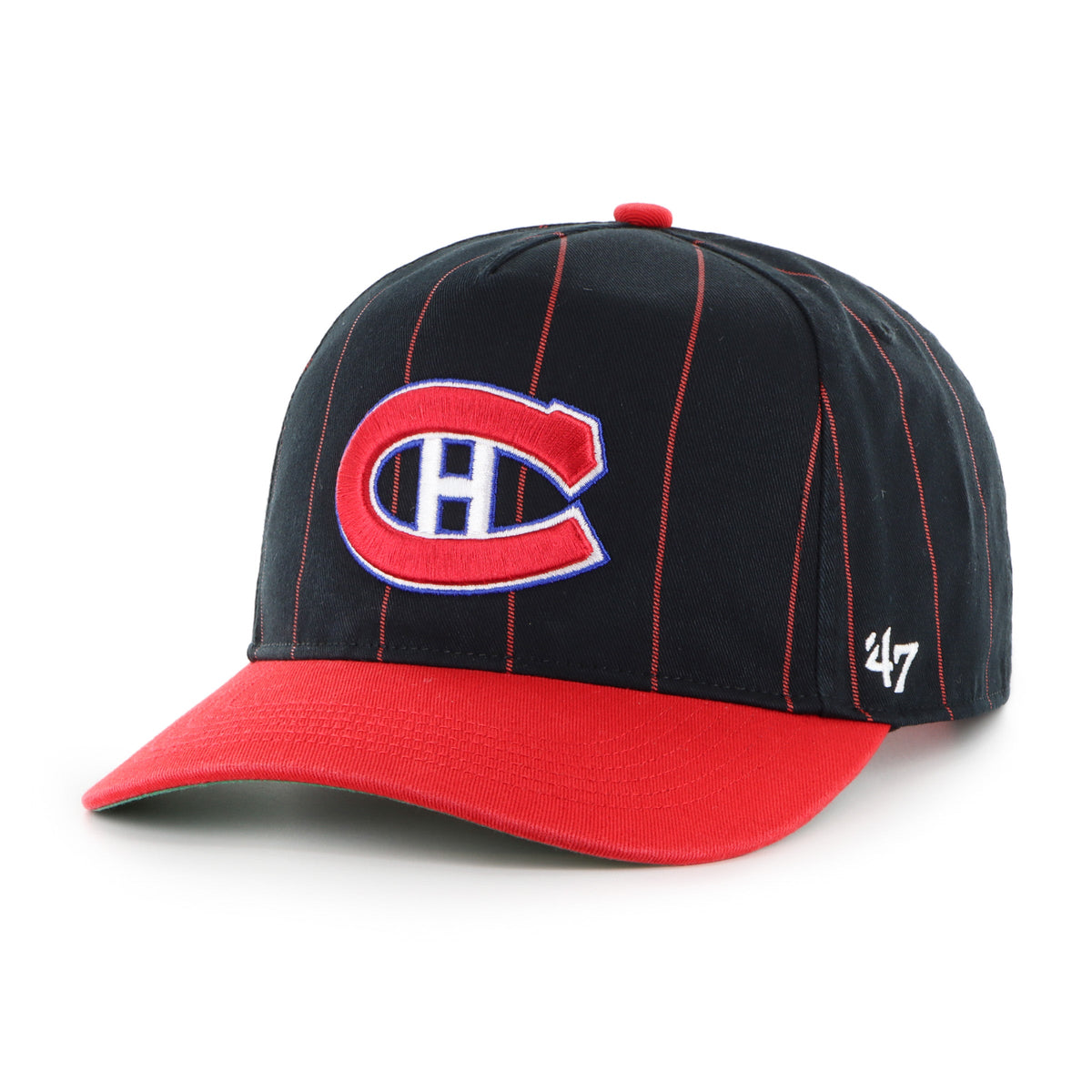 Montreal Canadiens NHL 47 Brand Men Black Pinstripe Hitch Adjustable Hat product image 4, provided for visual reference and