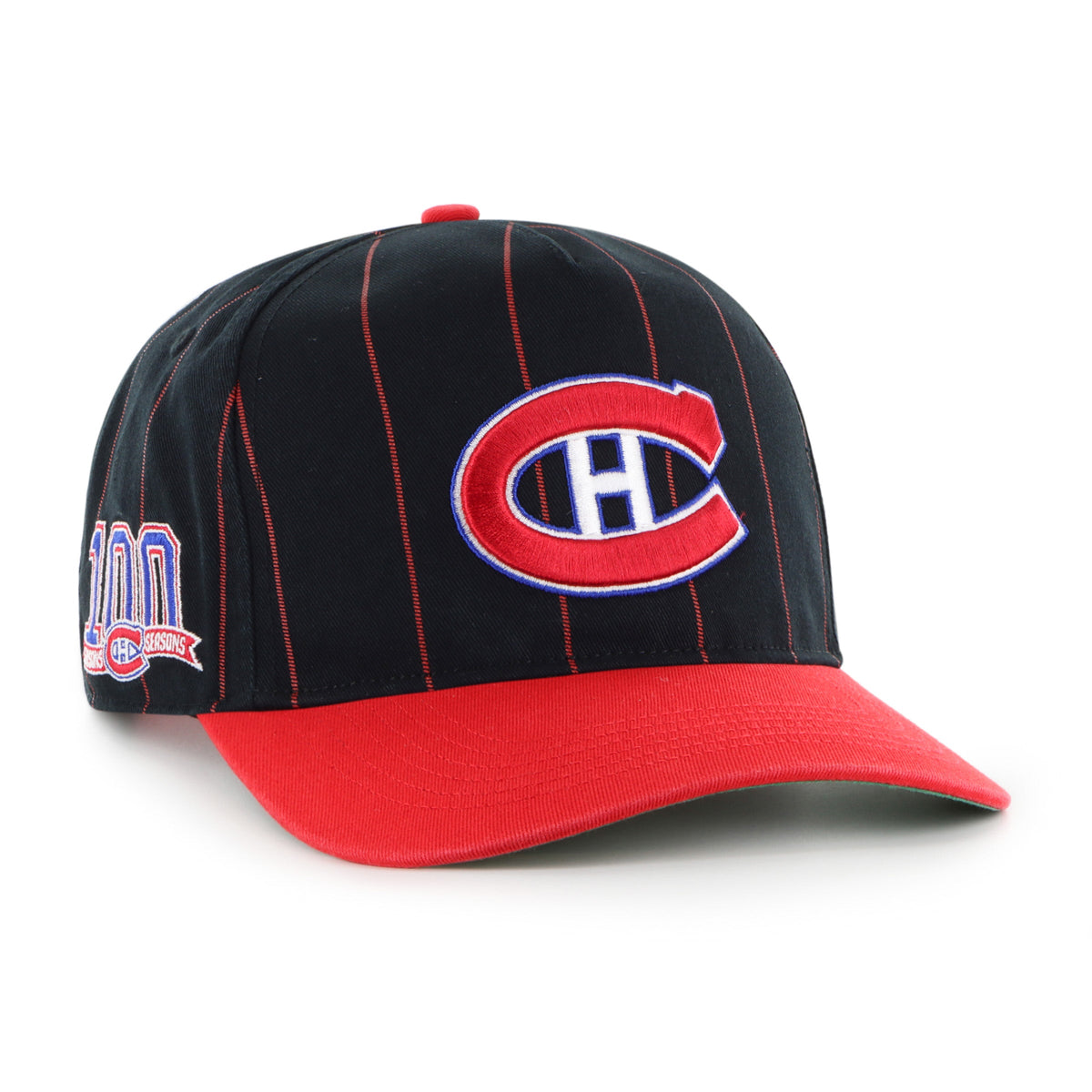 Montreal Canadiens NHL 47 Brand Men Black Pinstripe Hitch Adjustable Hat product image 1, provided for visual reference and