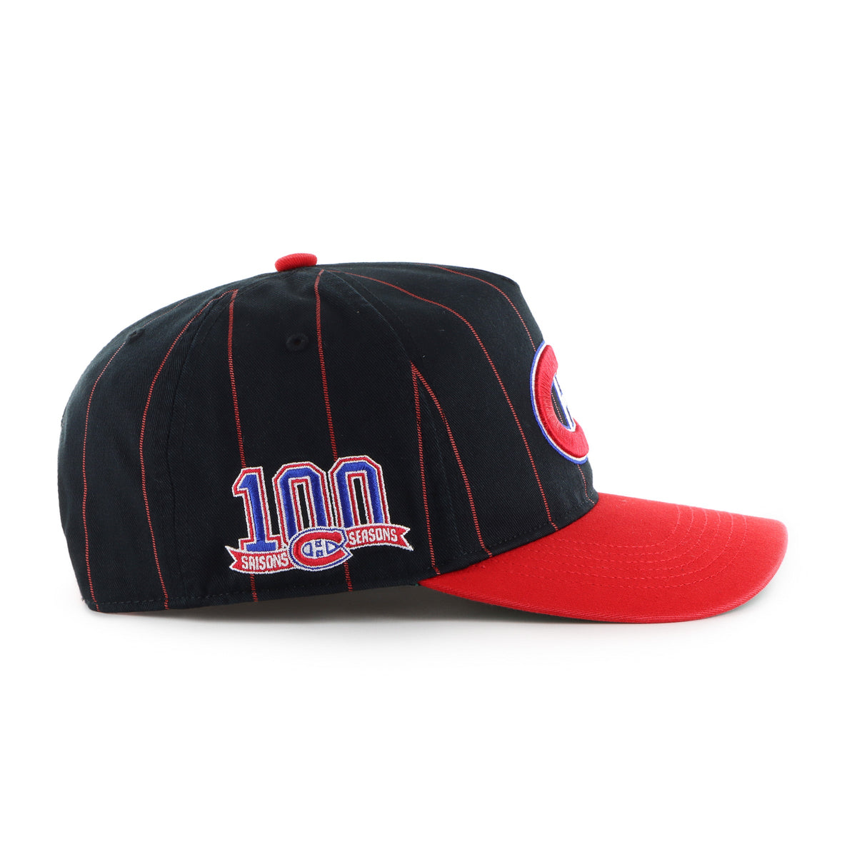 Montreal Canadiens NHL 47 Brand Men Black Pinstripe Hitch Adjustable Hat product image 3, provided for visual reference and