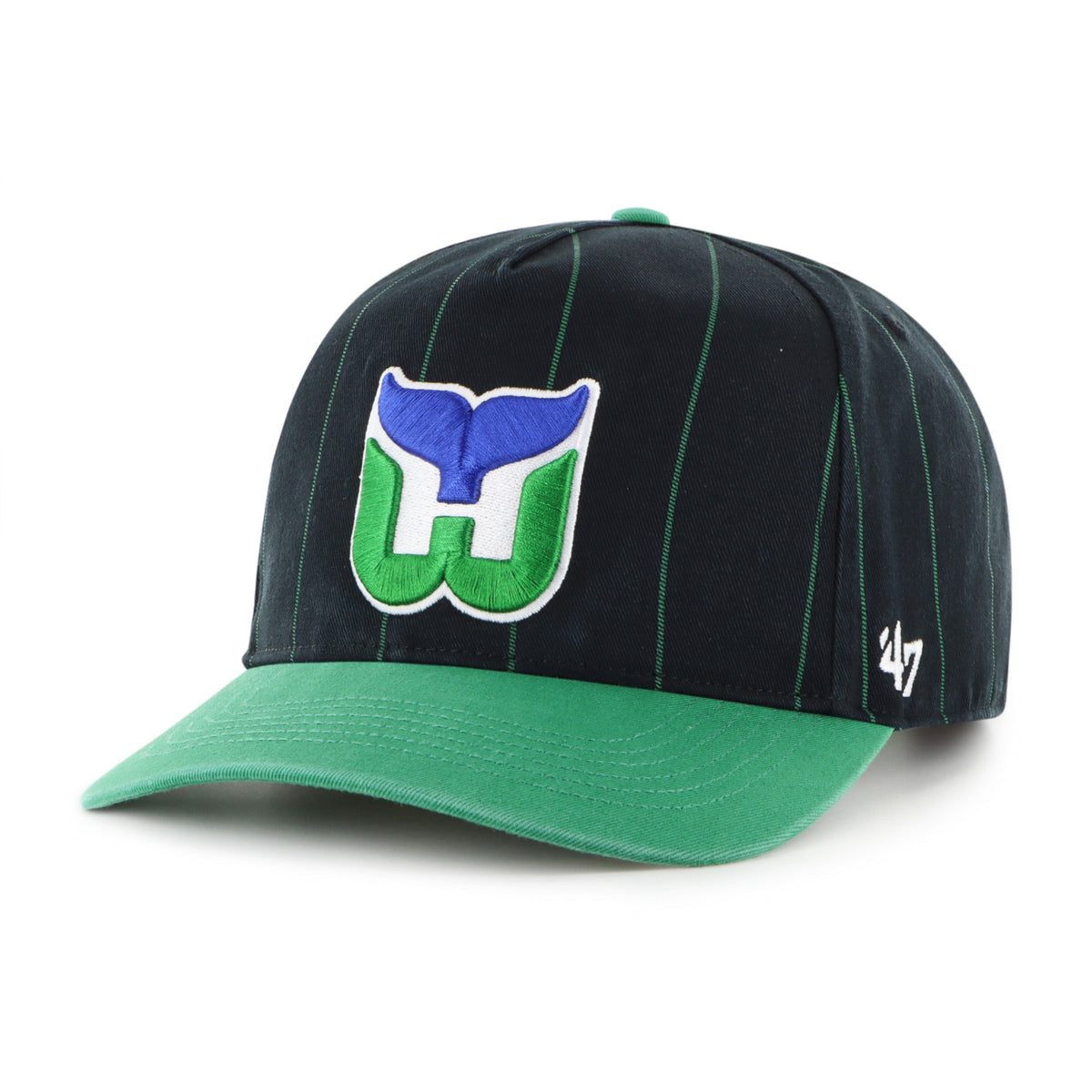 Hartford Whalers NHL 47 Brand Men Navy Pinstripe Hitch Adjustable Hat product image 3, provided for visual reference and