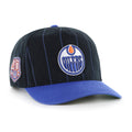 Edmonton Oilers NHL 47 Brand Men Navy Pinstripe Hitch Adjustable Hat product image 1, provided for visual reference and