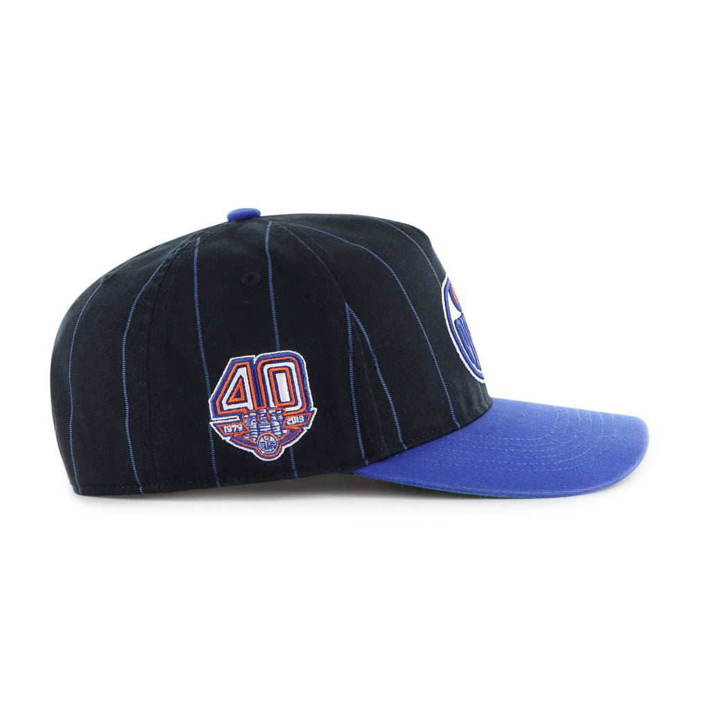 Edmonton Oilers NHL 47 Brand Men Navy Pinstripe Hitch Adjustable Hat product image 5, provided for visual reference and