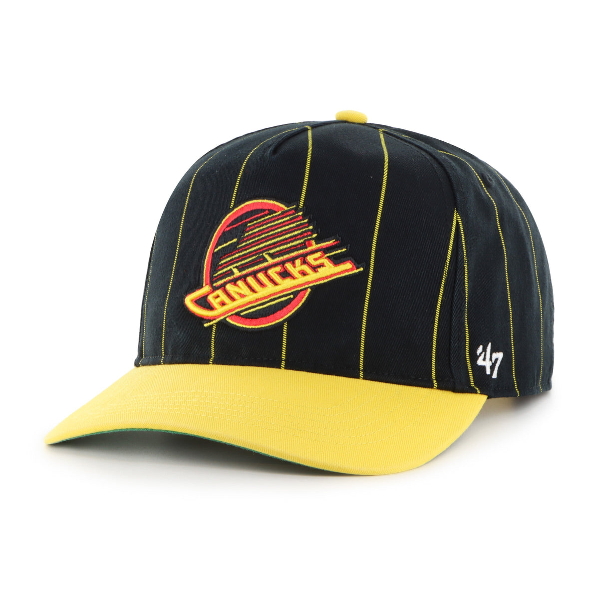 Vancouver Canucks NHL 47 Brand Men Black Pinstripe Hitch Adjustable Hat product image 3, provided for visual reference and