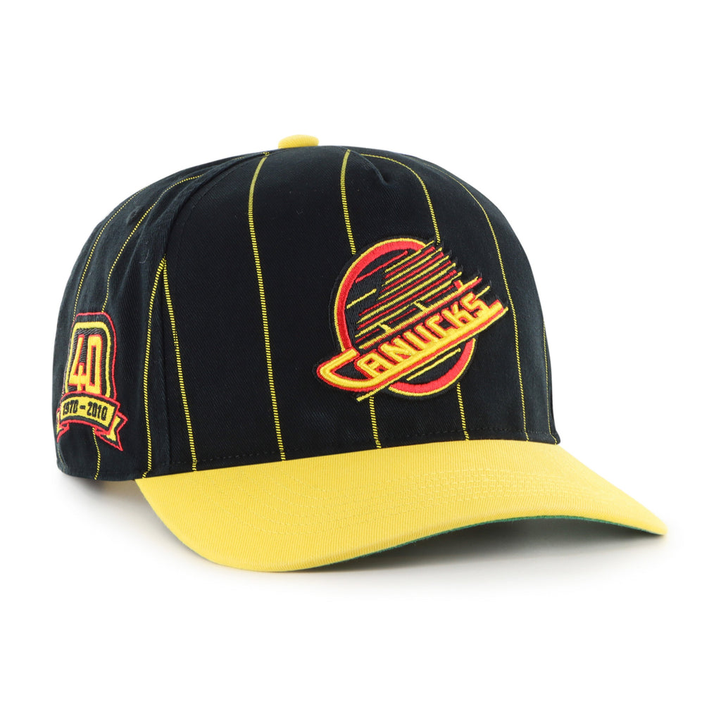 Vancouver Canucks NHL 47 Brand Men Black Pinstripe Hitch Adjustable Hat product image 1, provided for visual reference and