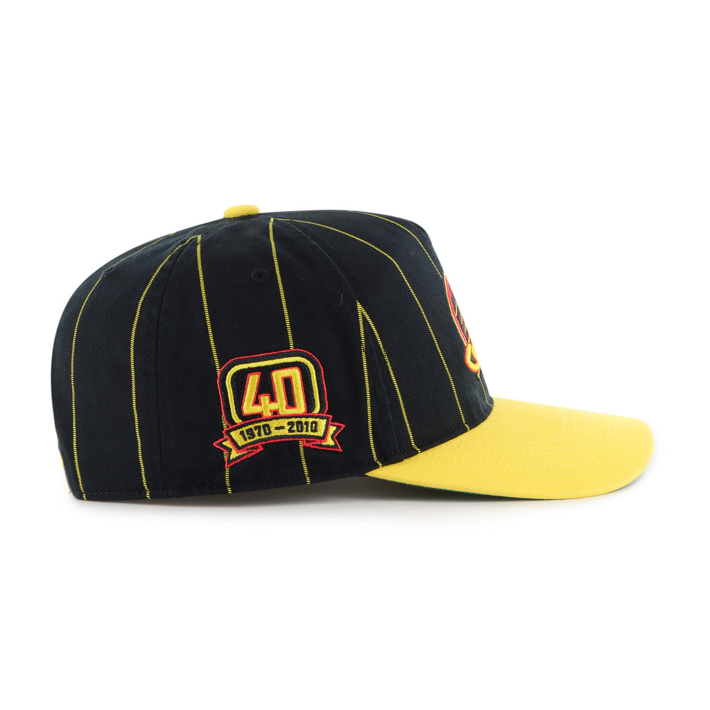 Vancouver Canucks NHL 47 Brand Men Black Pinstripe Hitch Adjustable Hat product image 5, provided for visual reference and