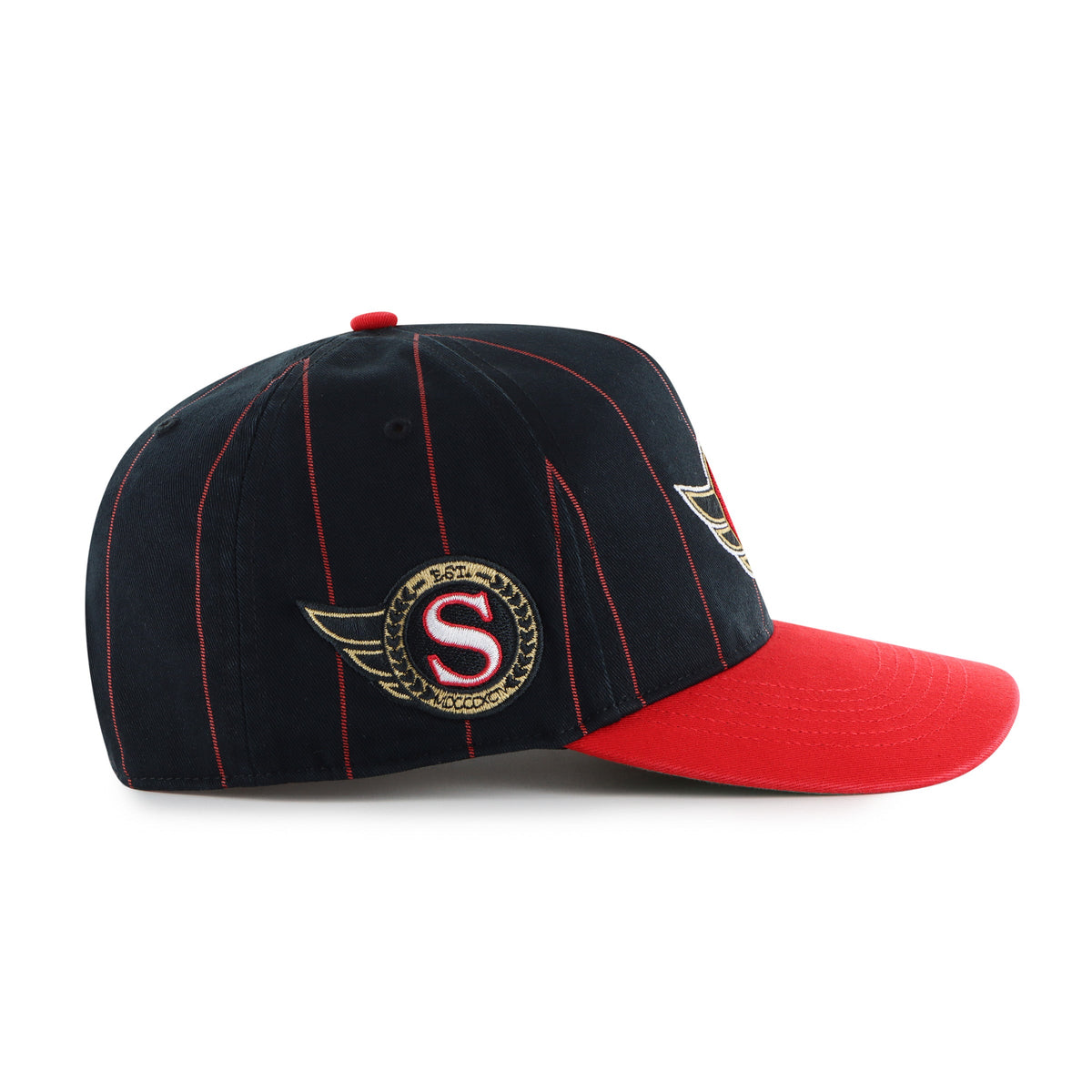 Ottawa Senators NHL 47 Brand Men Black Pinstripe Hitch Adjustable Hat product image 5, provided for visual reference and