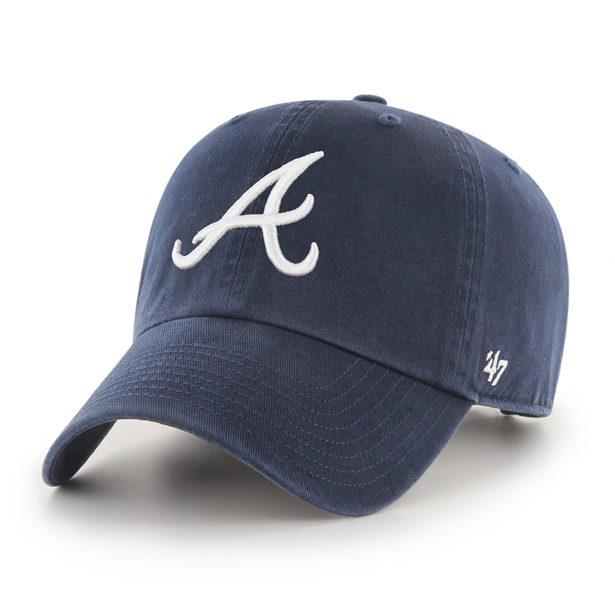 Atlanta Braves MLB 47 Brand Men Navy Blue Clean Up Adjustable Hat product image 1, provided for visual reference and product