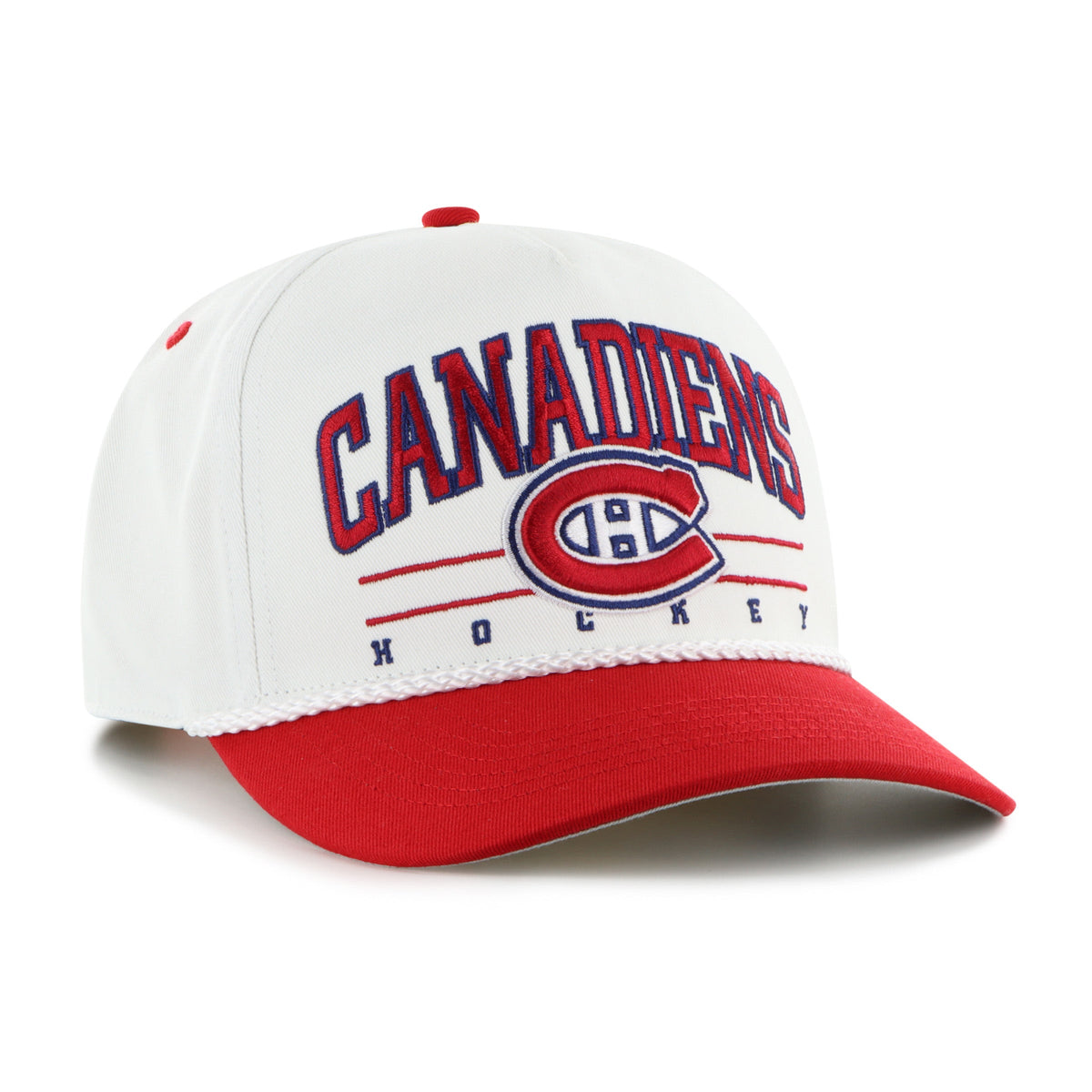 Montreal Canadiens NHL 47 Brand Men White Roscoe Rope Hitch Snapback Hat product image 3, provided for visual reference and