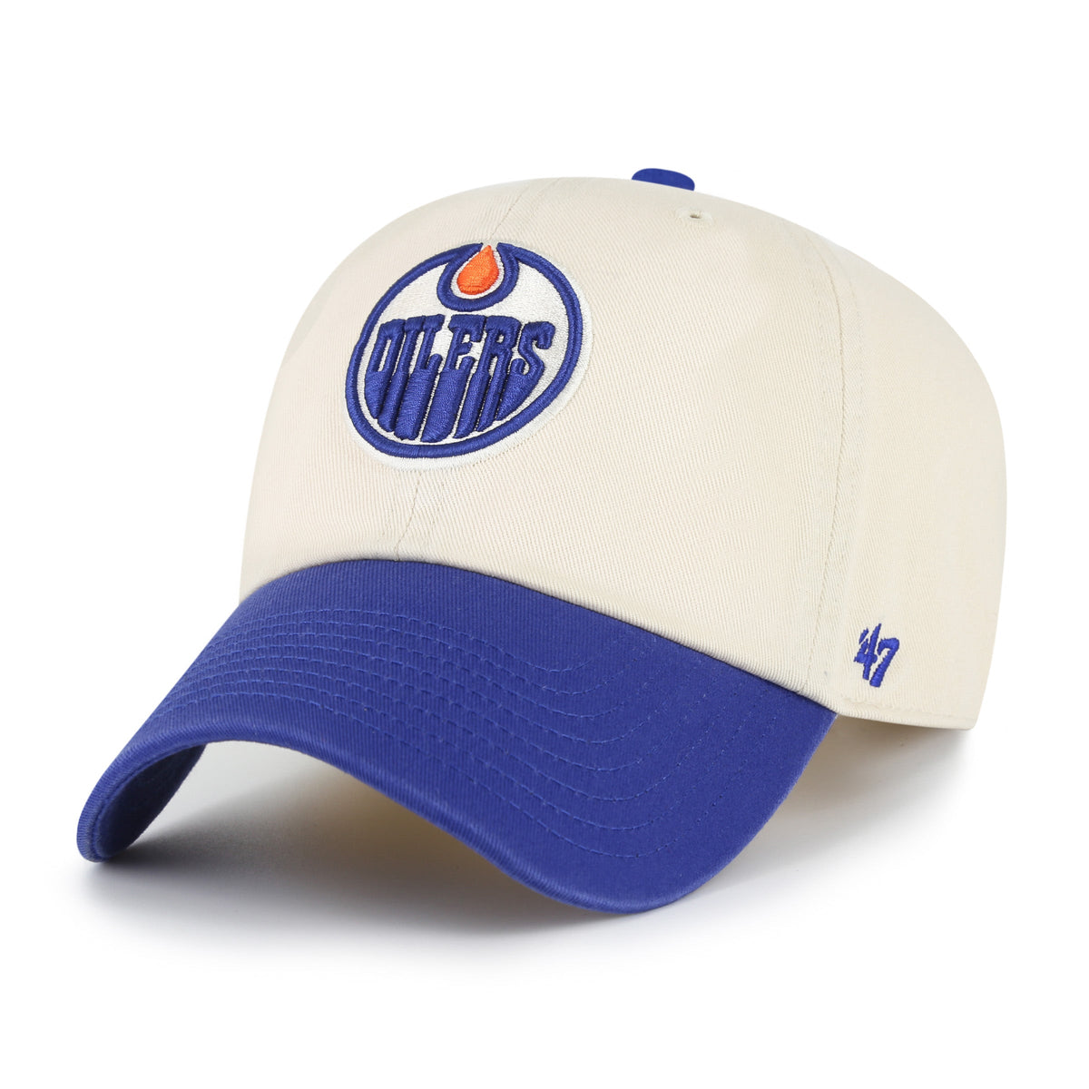 Edmonton Oilers NHL 47 Brand Men Natural Two Tone Clean Up Adjustable Hat product image 1, provided for visual reference and