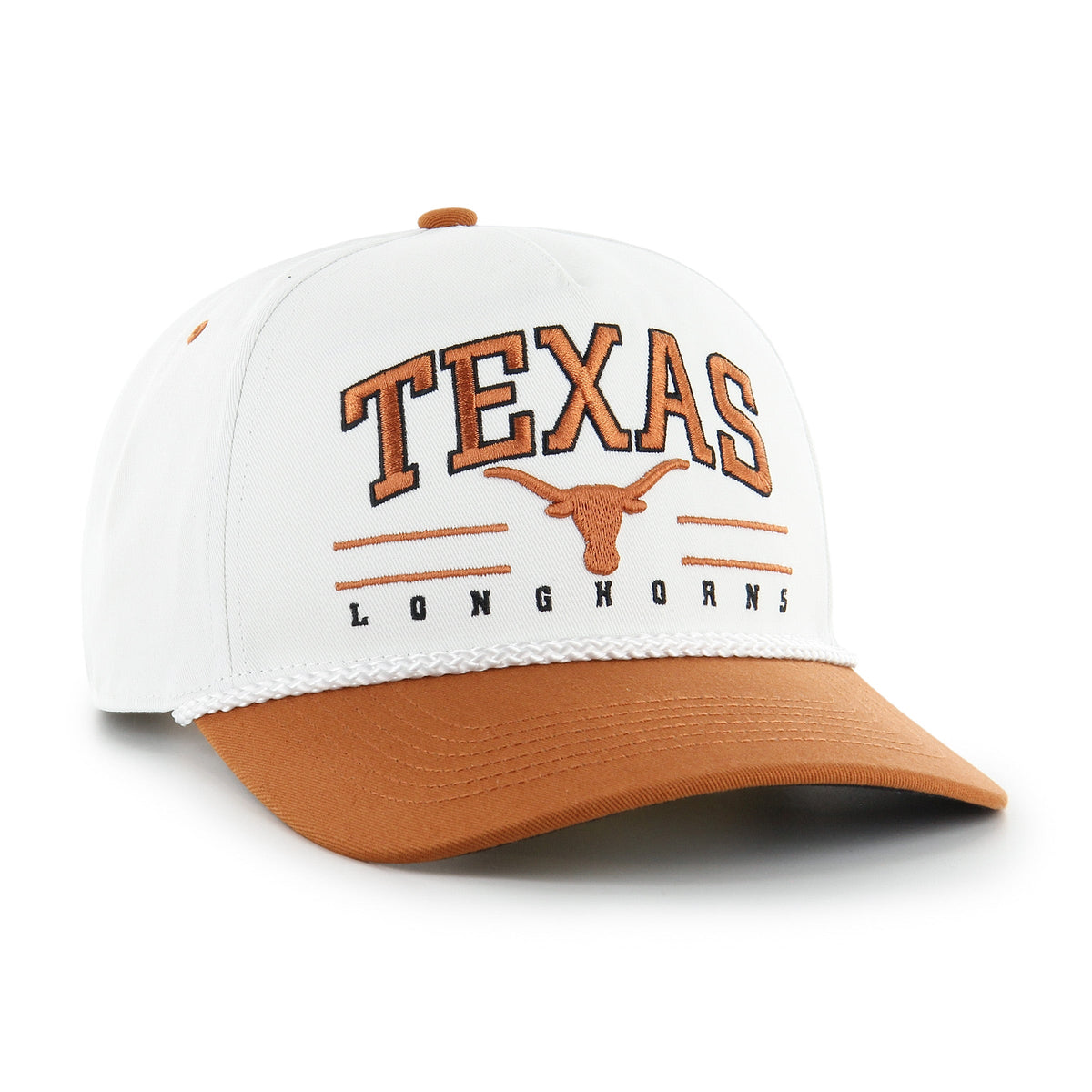 Texas Longhorns NCAA 47 Brand Men White Roscoe Rope Two Tone Hitch Snapback Hat product image 3, provided for visual