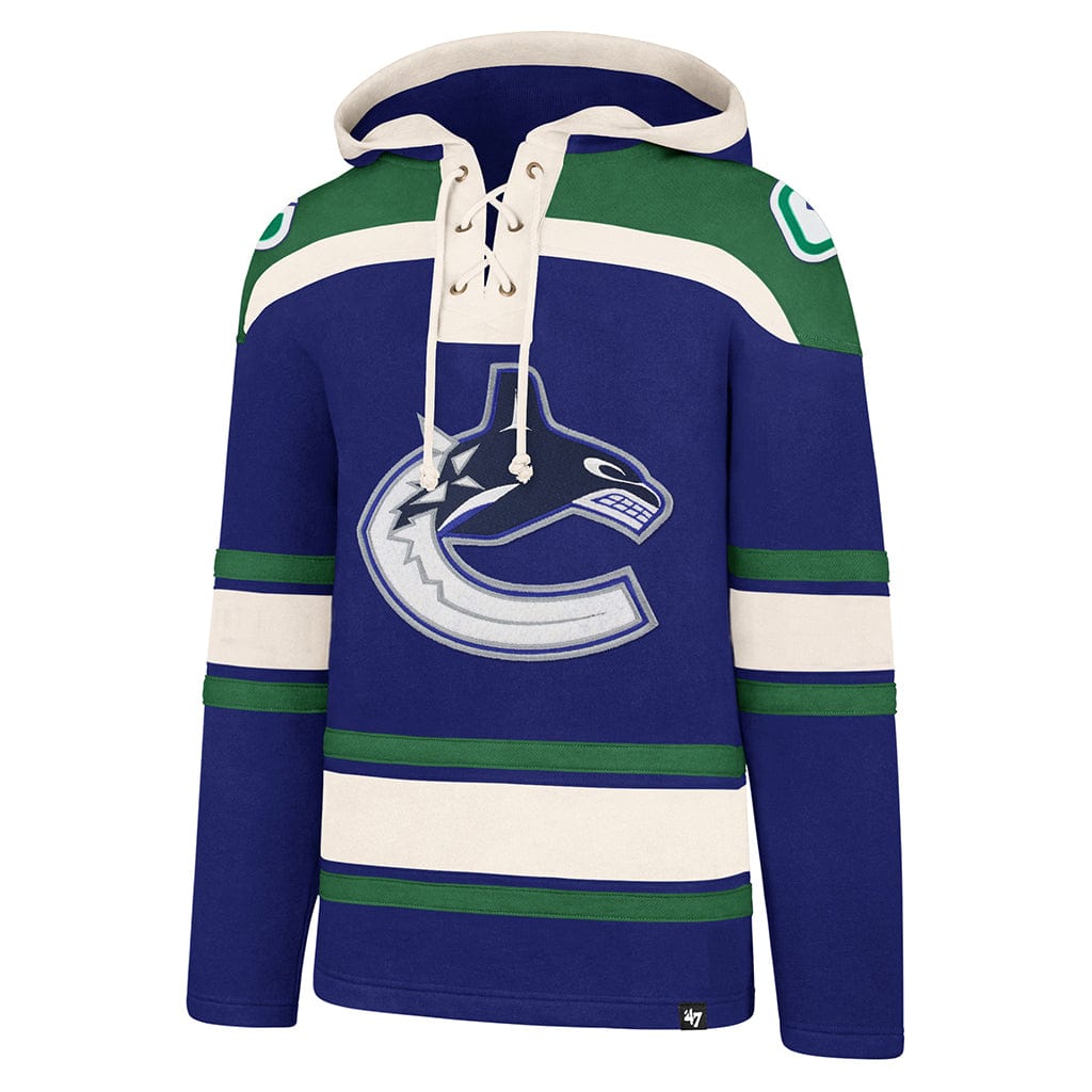 Vancouver Canucks NHL 47 Brand Men Royal Blue Heavyweight Lacer Hoodie product image 1, provided for visual reference and