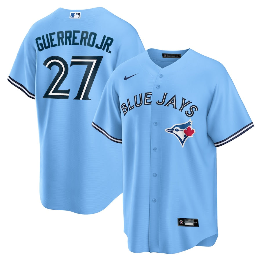 Vladimir Guerrero Jr. Toronto Blue Jays MLB Nike Men Light Blue Pro-Stitched Replica Jersey product image 3, provided for